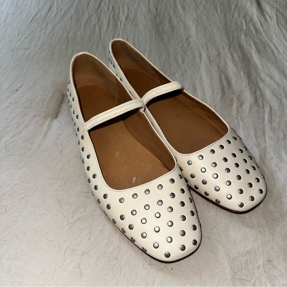 Madewell Cream Studded Mary Jane Flats